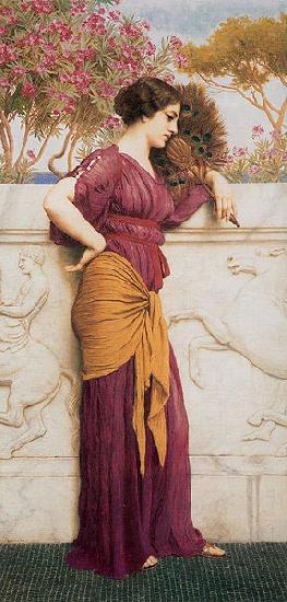 John William Godward The Peacock Fan oil painting image